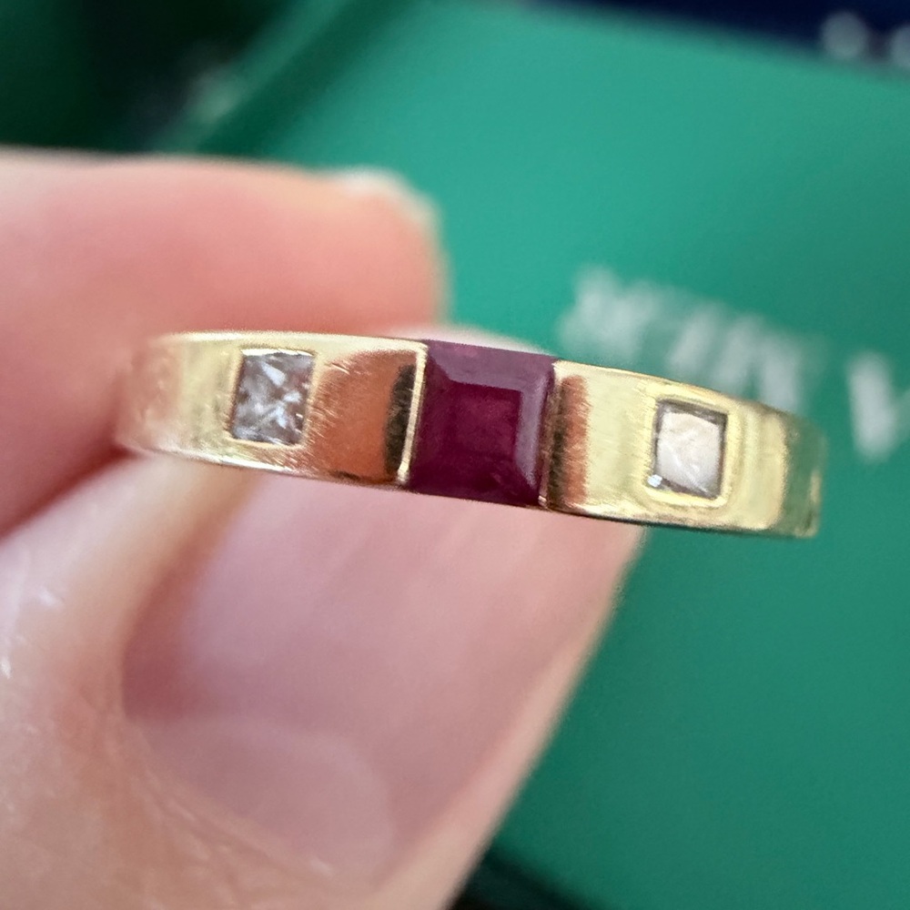 Tiffany & Co. Gold Rings with Ruby and Emerald Accents - Picture 4 of 5